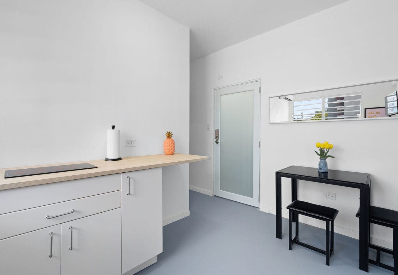 Layout: two private bedrooms off the dining nook