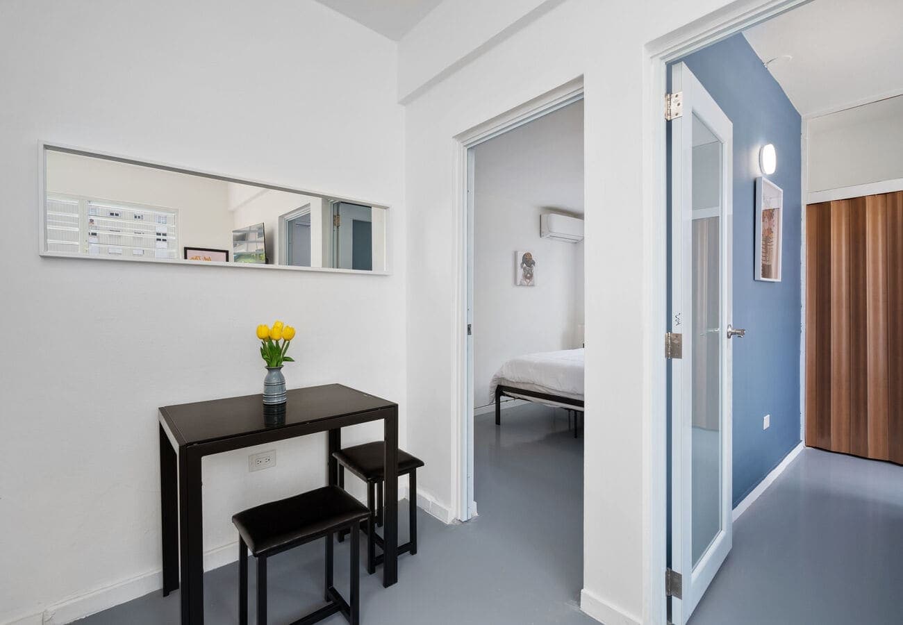 Bistro dining nook and bedroom access