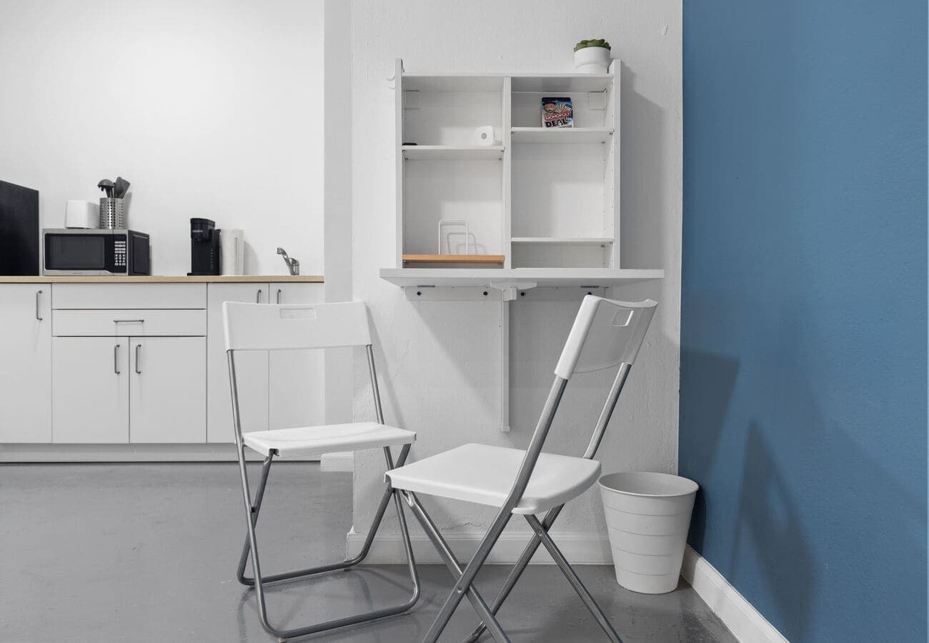 Fold-down desk for remote work with Wi-Fi