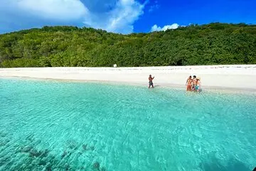 Discover vibrant coral reefs teeming with life in crystal-clear waters, all while surrounded by soft white sand.
